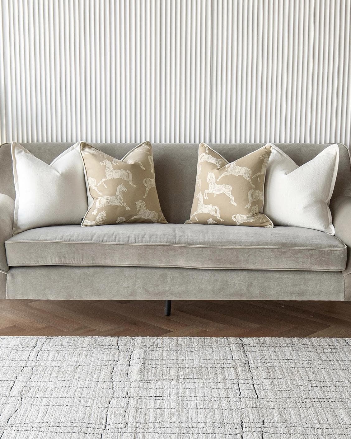 Michael Bundle cushion in white and beige, shown in a lifestyle front view as image 4