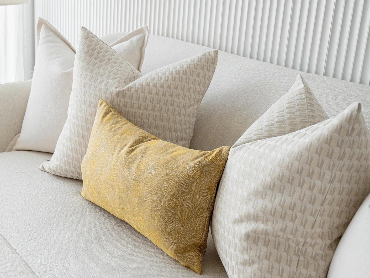 Melina Bundle bundle - indoor in white, yellow and beige, shown in a lifestyle right view as image 3