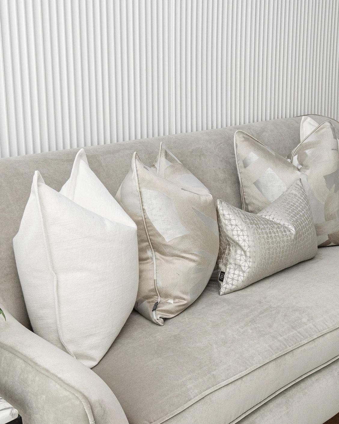 Jose Bundle cushion in white, silver and beige, shown in a product left view as image 6