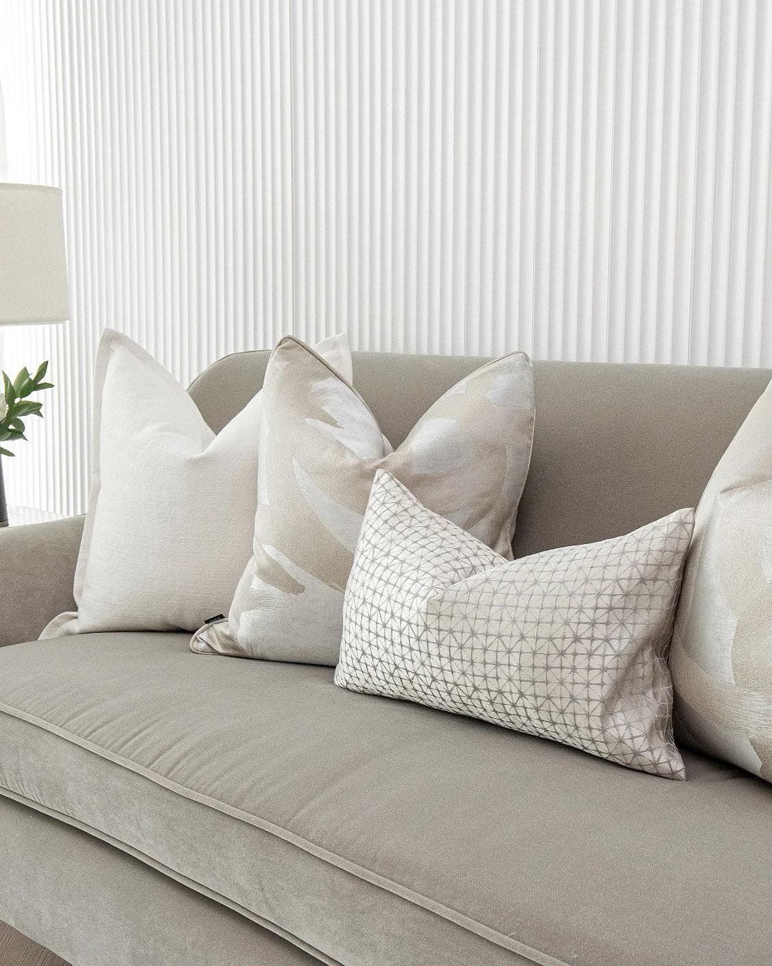 Jose Bundle cushion in white, silver and beige, shown in a product right view as image 7