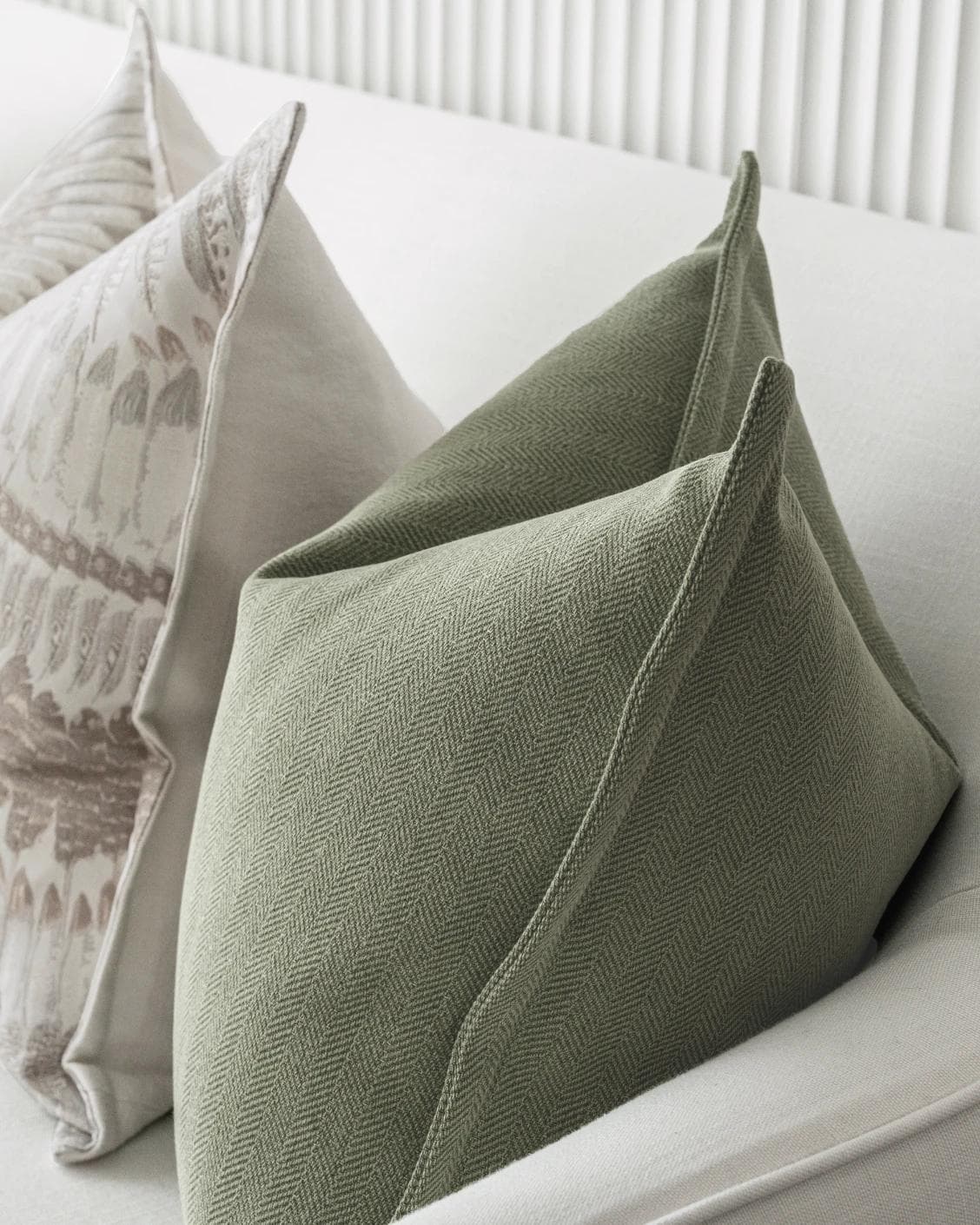 Quentin Bundle cushion in green, brown and grey, shown in a product right view as image 7