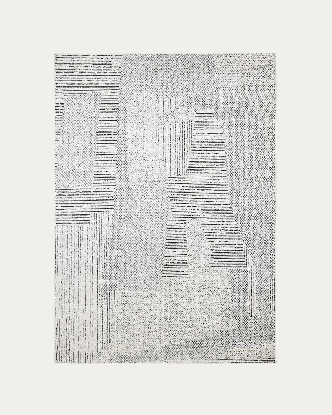 Renzo Dusty carpets in black and white, shown in a product top view as image 1