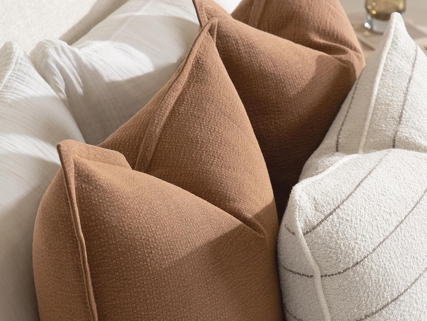 Rosh Bundle bundle - indoor in rust and ivory, shown in a lifestyle close-up top view as image 1
