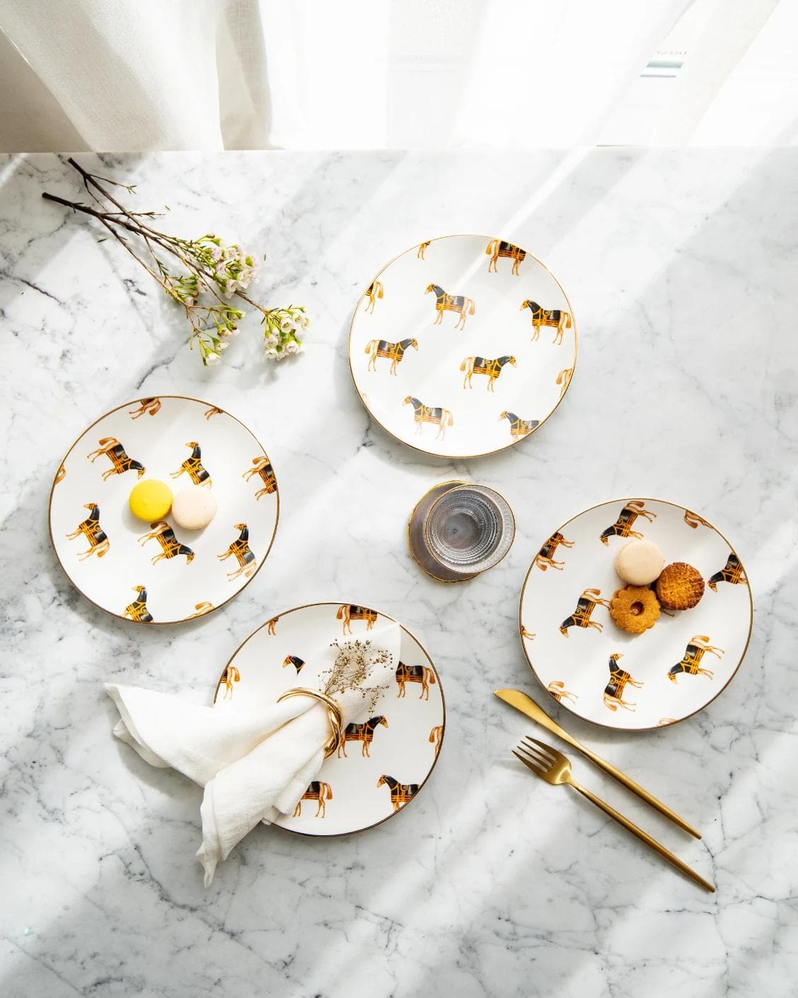 Sabina Viktoria plates in white, shown in a lifestyle top view as image 5