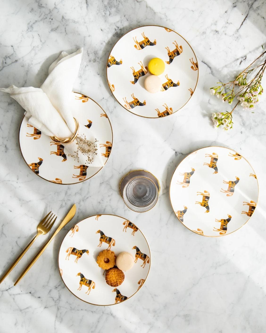 Sabina Viktoria plates in white, shown in a lifestyle top view as image 6