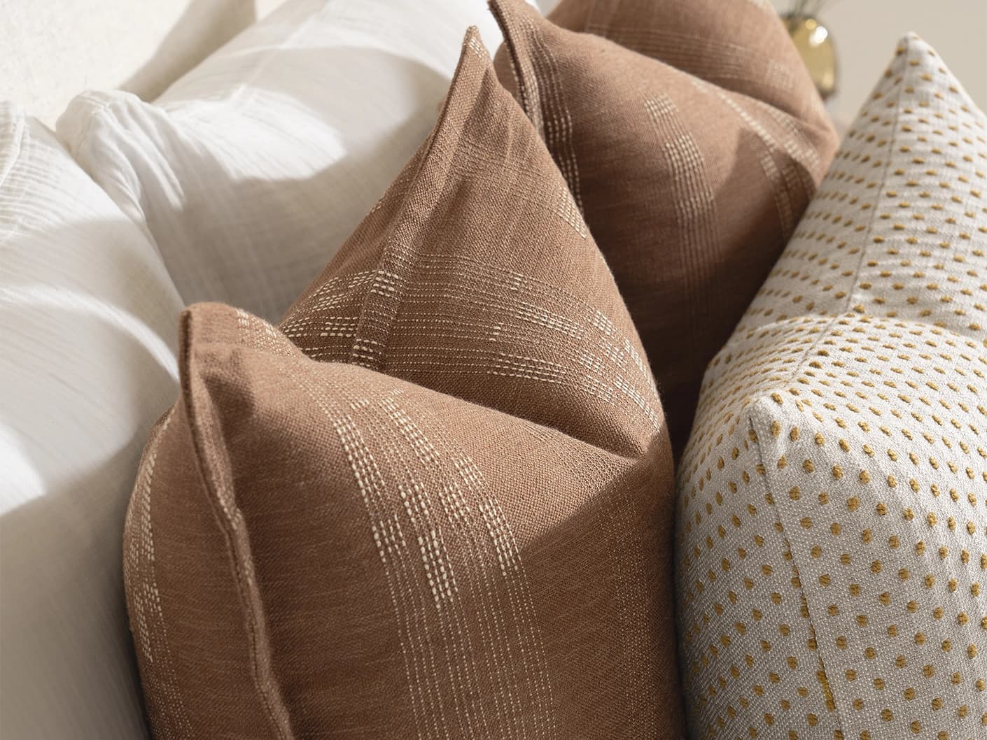 Sam Bundle bundle - indoor in brown, orange and beige, shown in a lifestyle close-up top view as image 1