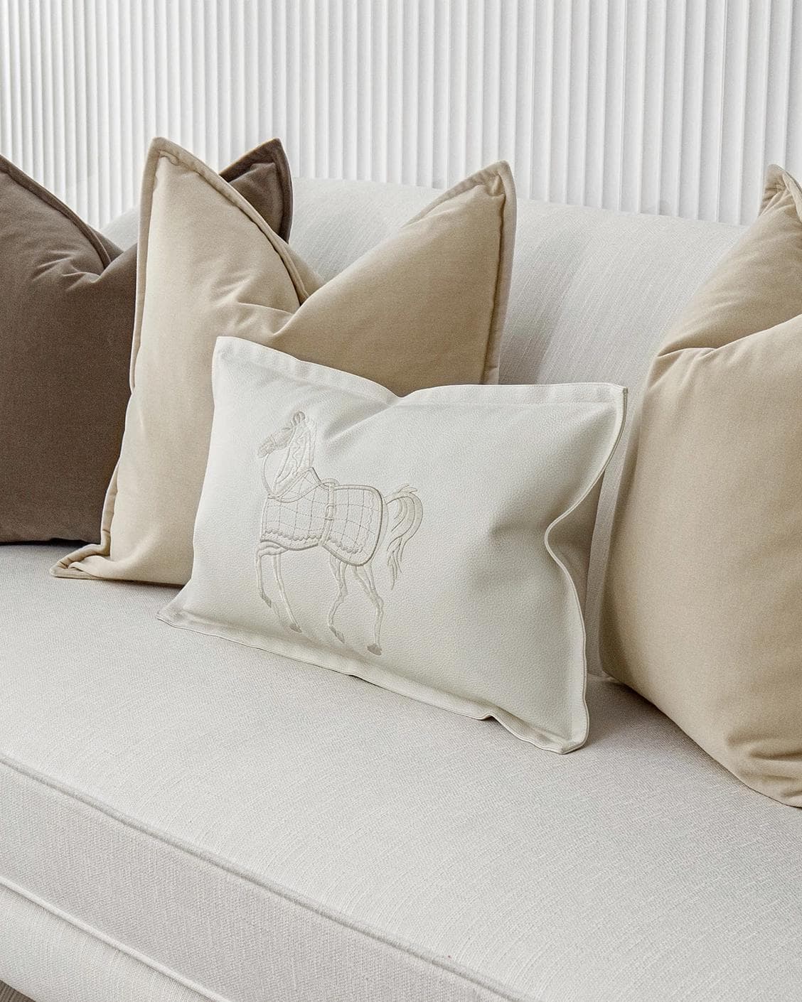 Nadine Bundle cushion in beige, brown and white, shown in a product right view as image 5