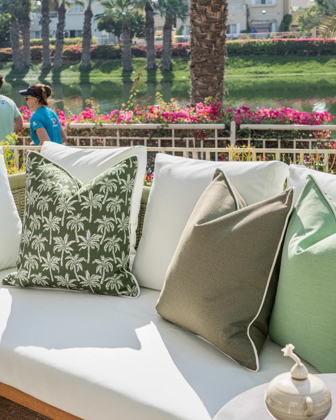 Shikha Bundle cushion in green, shown in a lifestyle right view as image 6