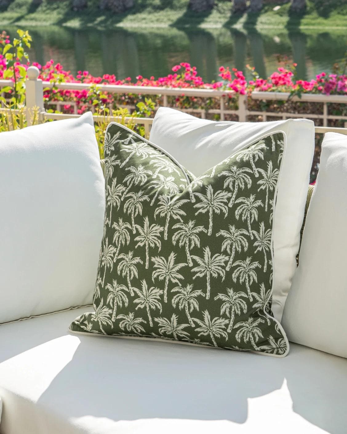 Shikha Bundle cushion in green, shown in a lifestyle right view as image 7