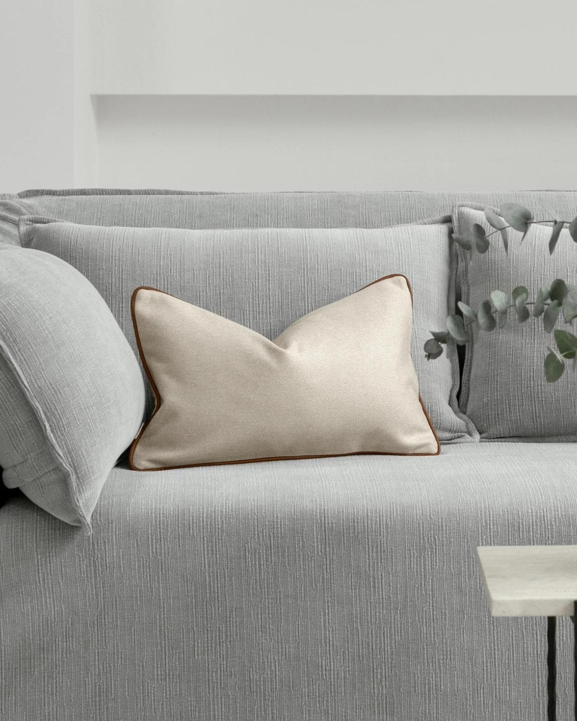 Silvie Klimt II cushion in cream, shown in a lifestyle front view as image 4