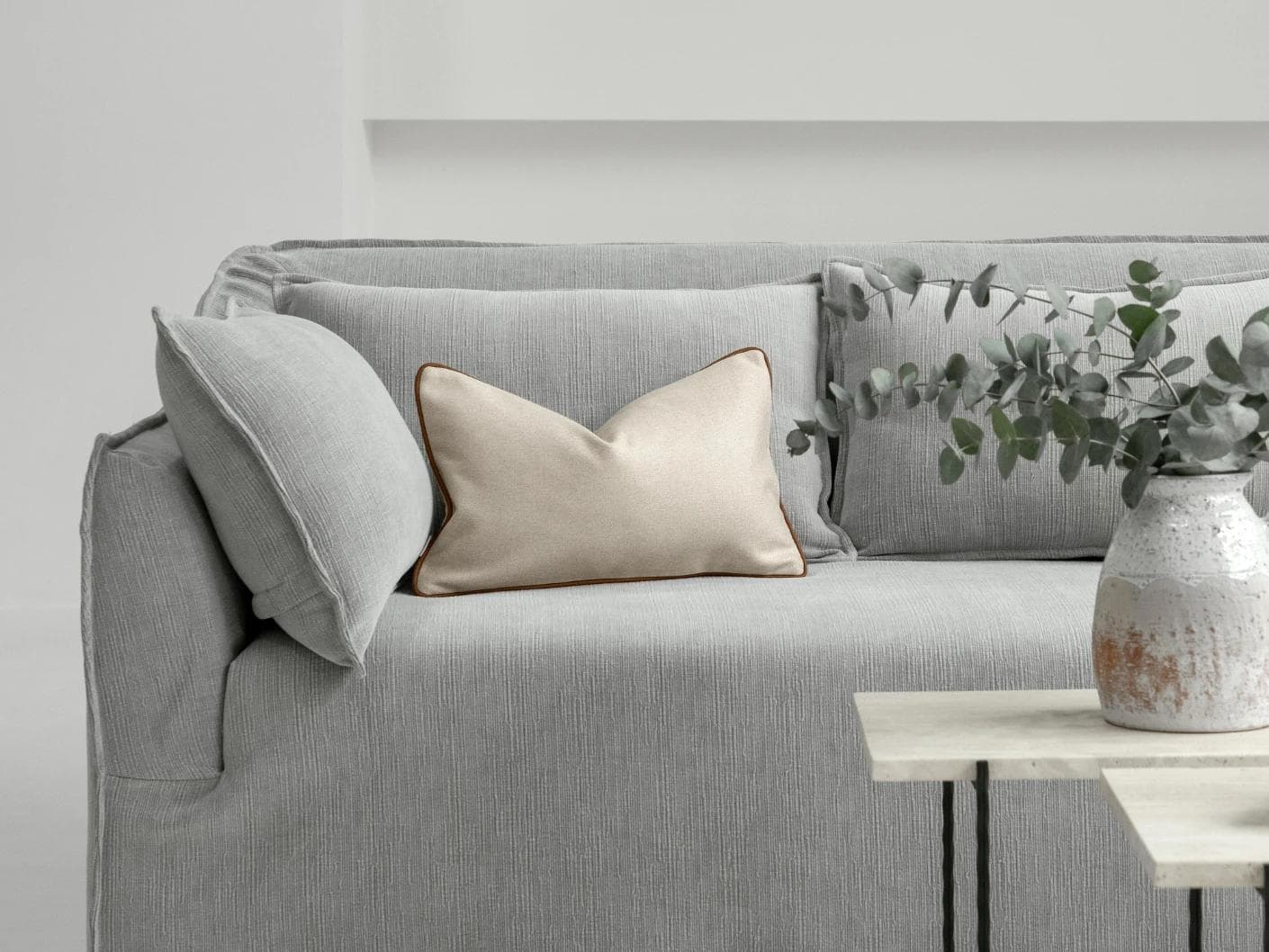 Silvie Klimt II cushion in cream, shown in a lifestyle front view as image 4