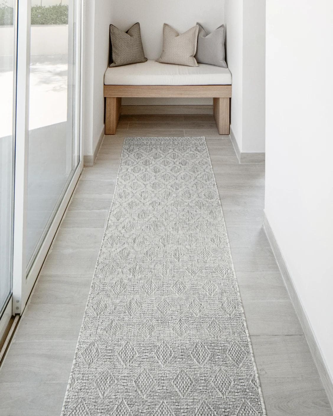Summer Ashton Runners carpet in grey, shown in a lifestyle front view