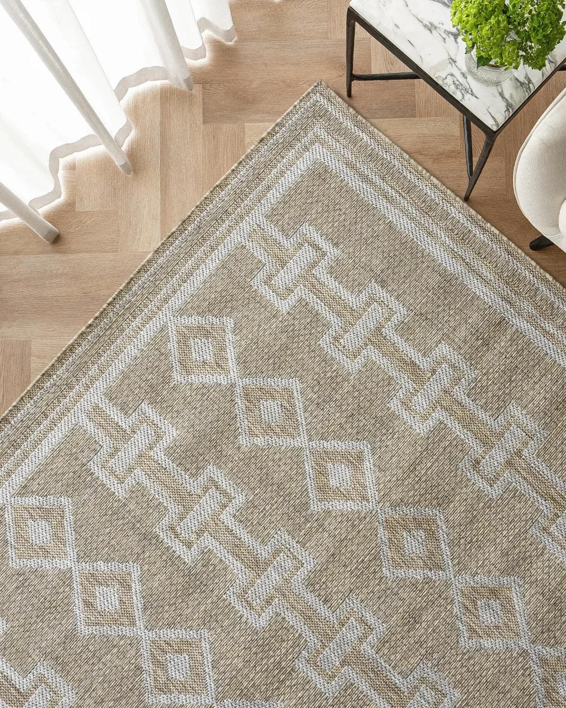 Summer Woods carpet in beige and brown, shown in a lifestyle top view as image 2