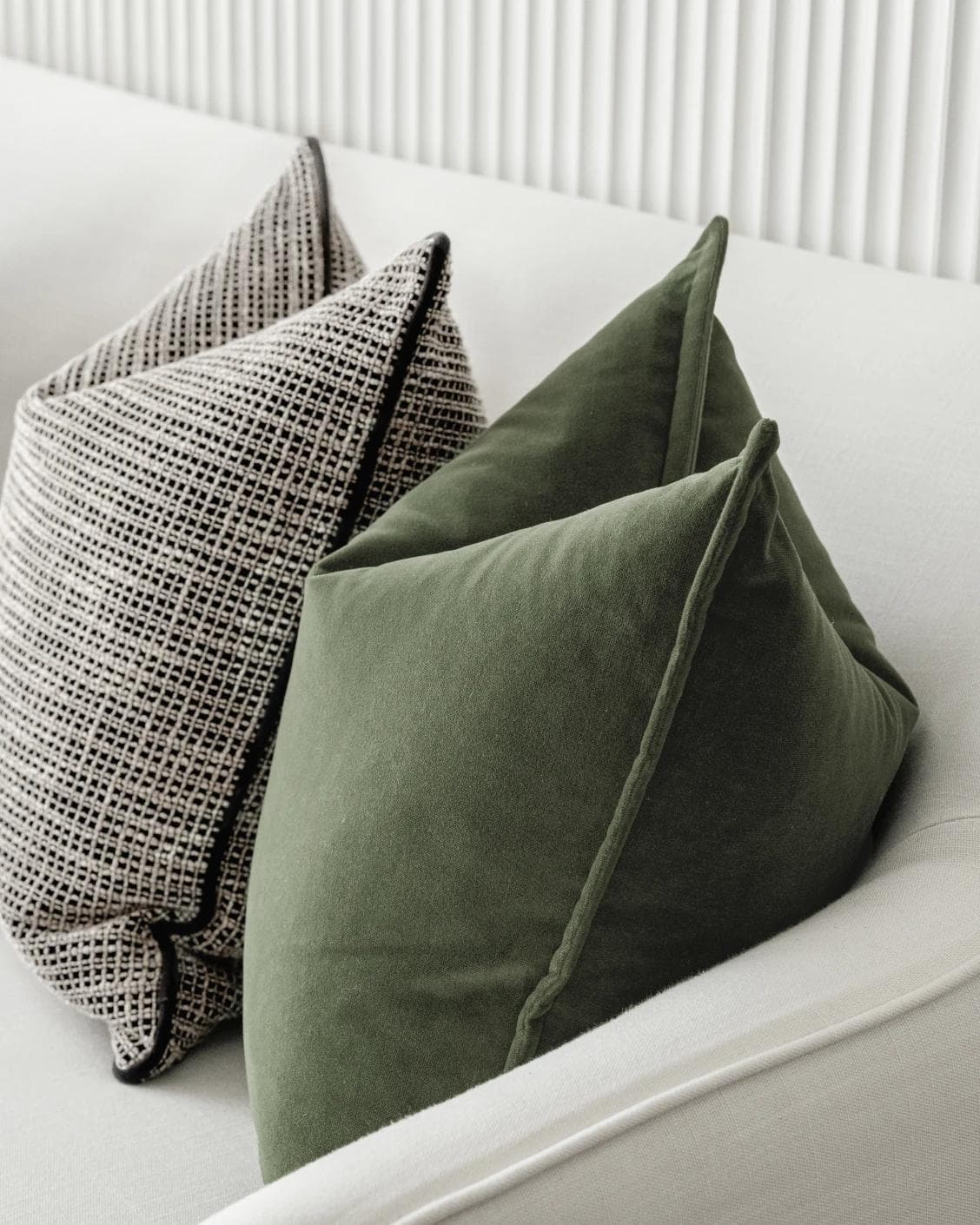 Susi Bundle cushion in green and black, shown in a product right view as image 7