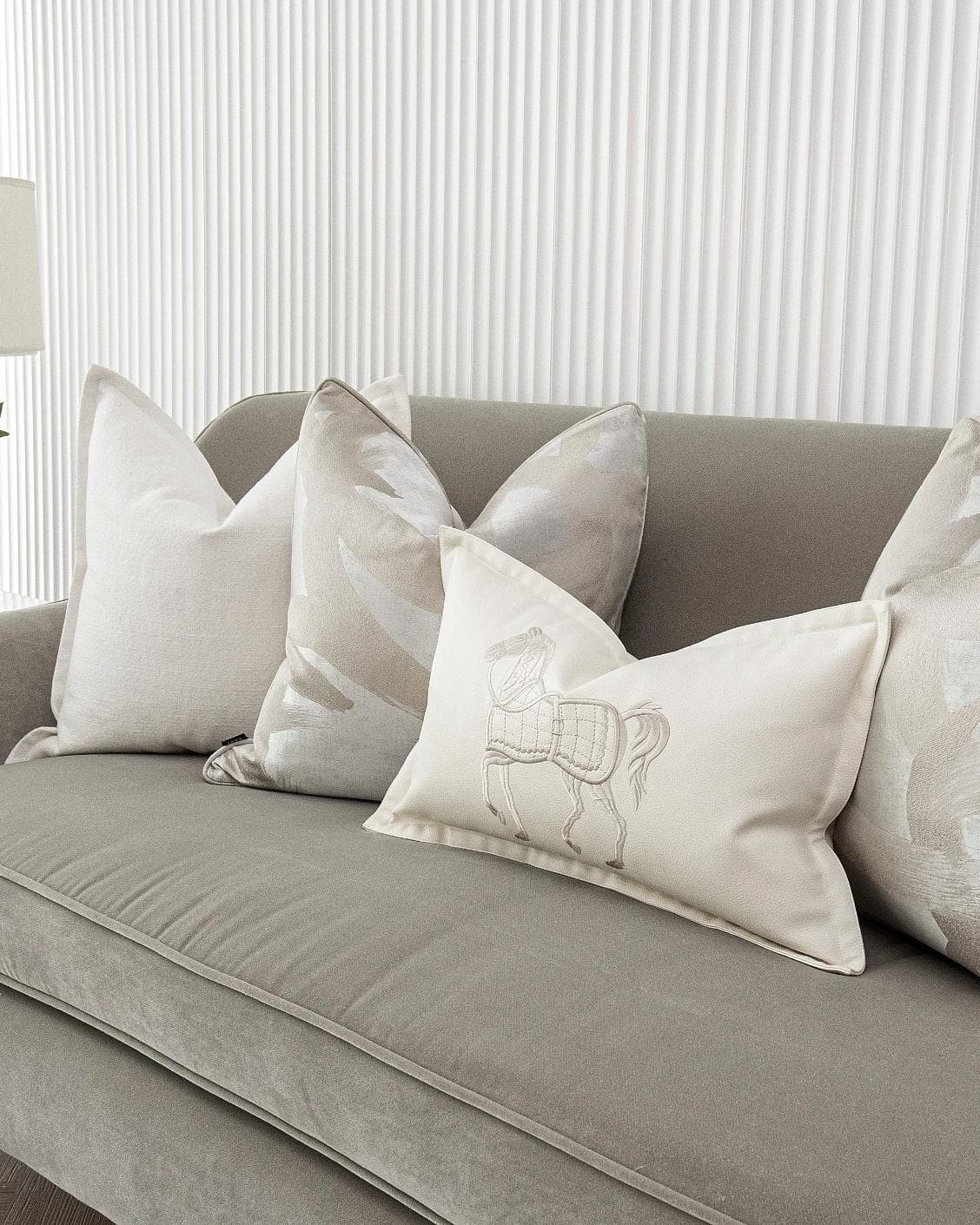 Honey Bundle cushion in white, shown in a product right view as image 7