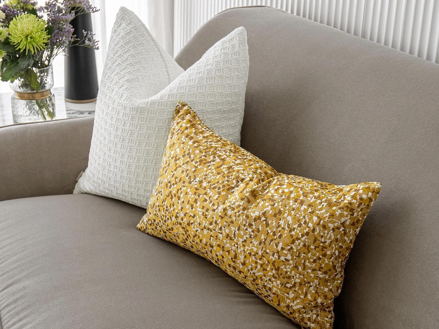 Maica Bundle bundle - indoor in white, gold and yellow, shown in a lifestyle right view as image 3
