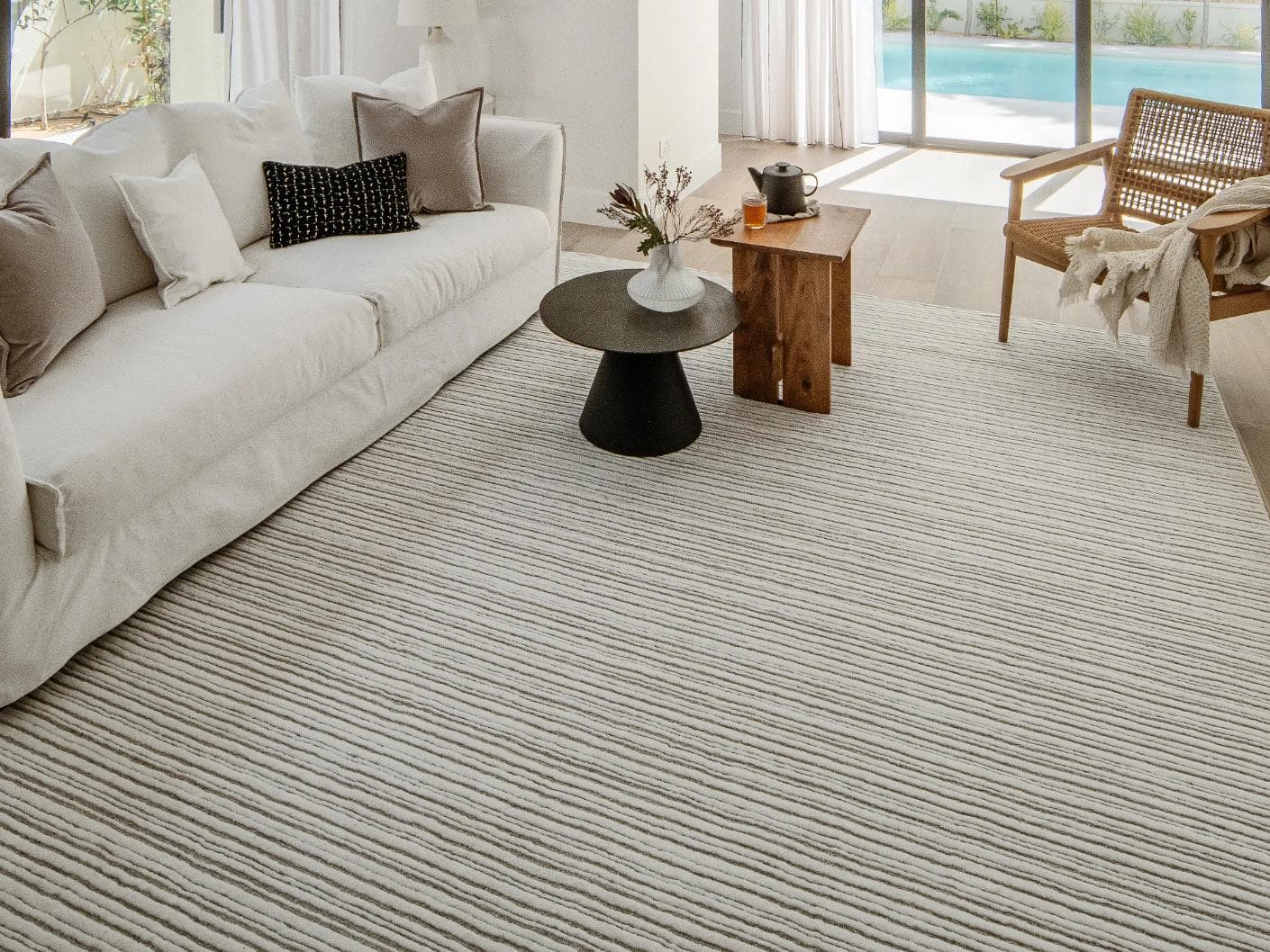 Theodore Dune carpets in grey and white, shown in a lifestyle front view as image 3