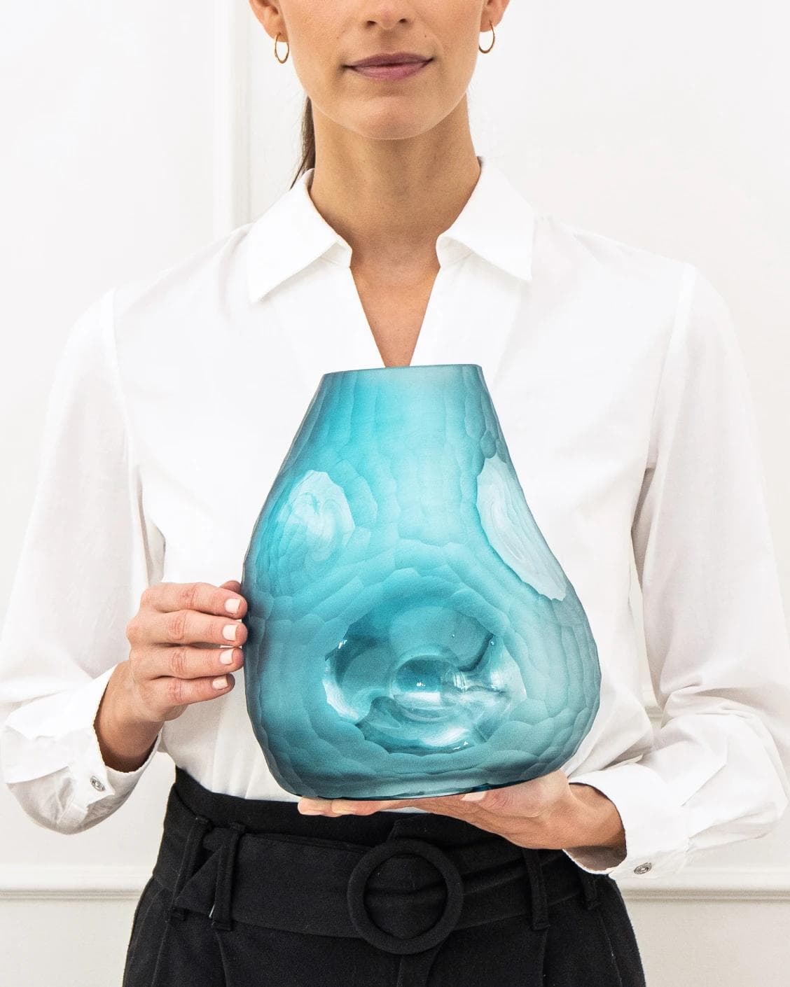 Tiffany Storms vases in turquoise, shown in a product front view as image 8