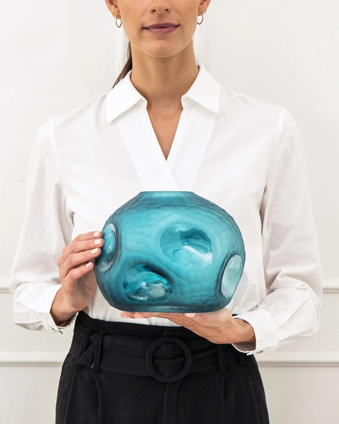 Tiffany Storms II vases in turquoise, shown in a product front view as image 7