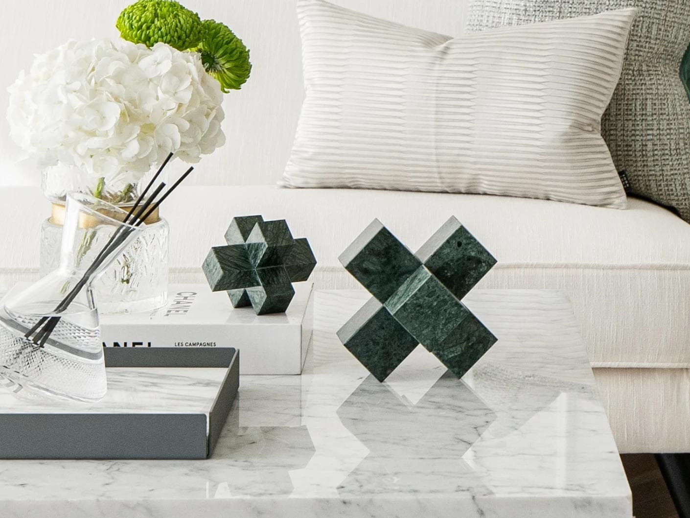 Tobias Ellis statues and sculptures in green, shown in a lifestyle front view as image 4