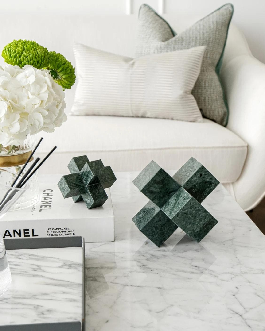 Tobias Ellis statues and sculptures in green, shown in a lifestyle left view as image 2