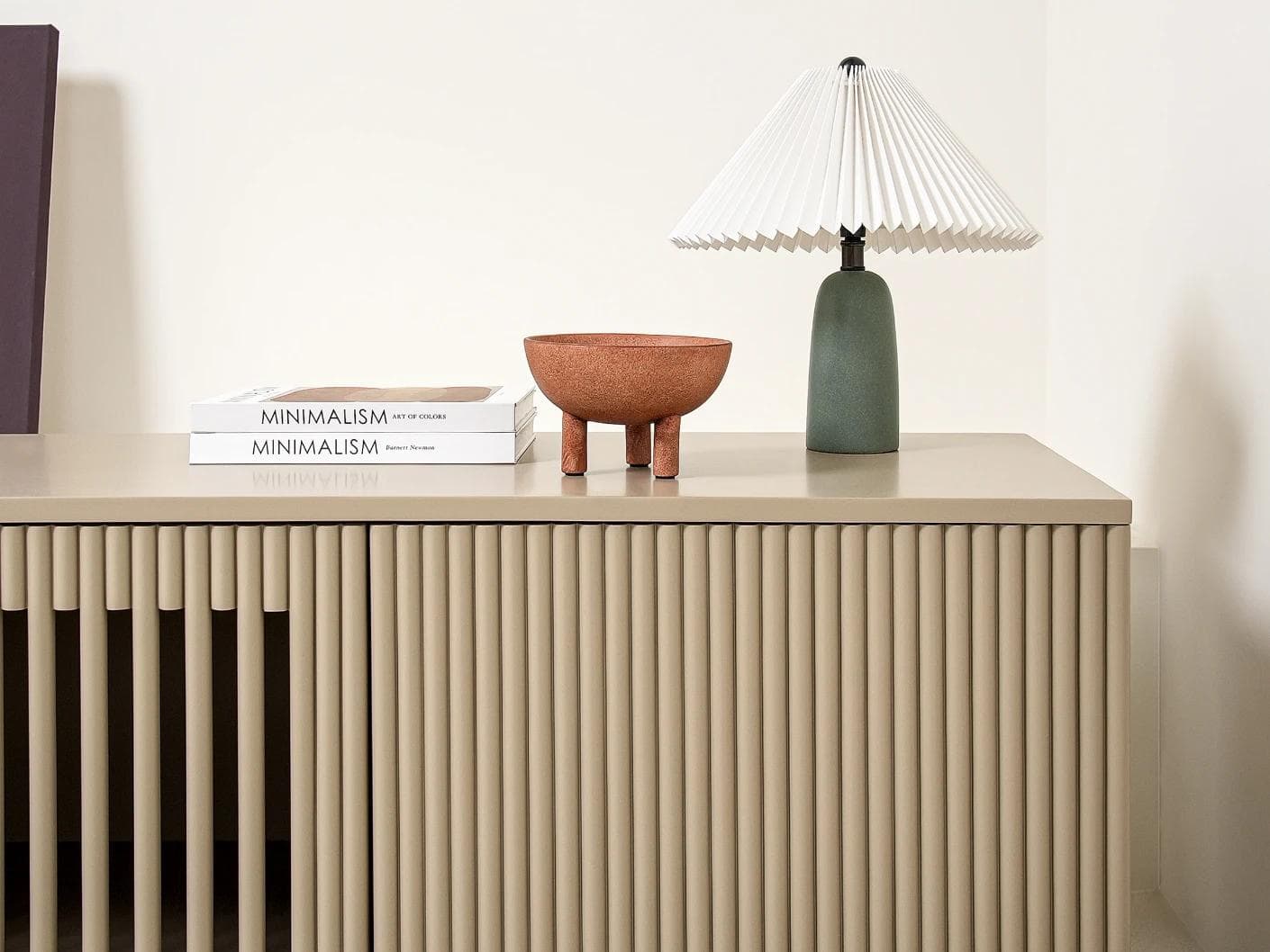Treviso TV unit in warm clay and taupe, shown in a lifestyle front view as image 6