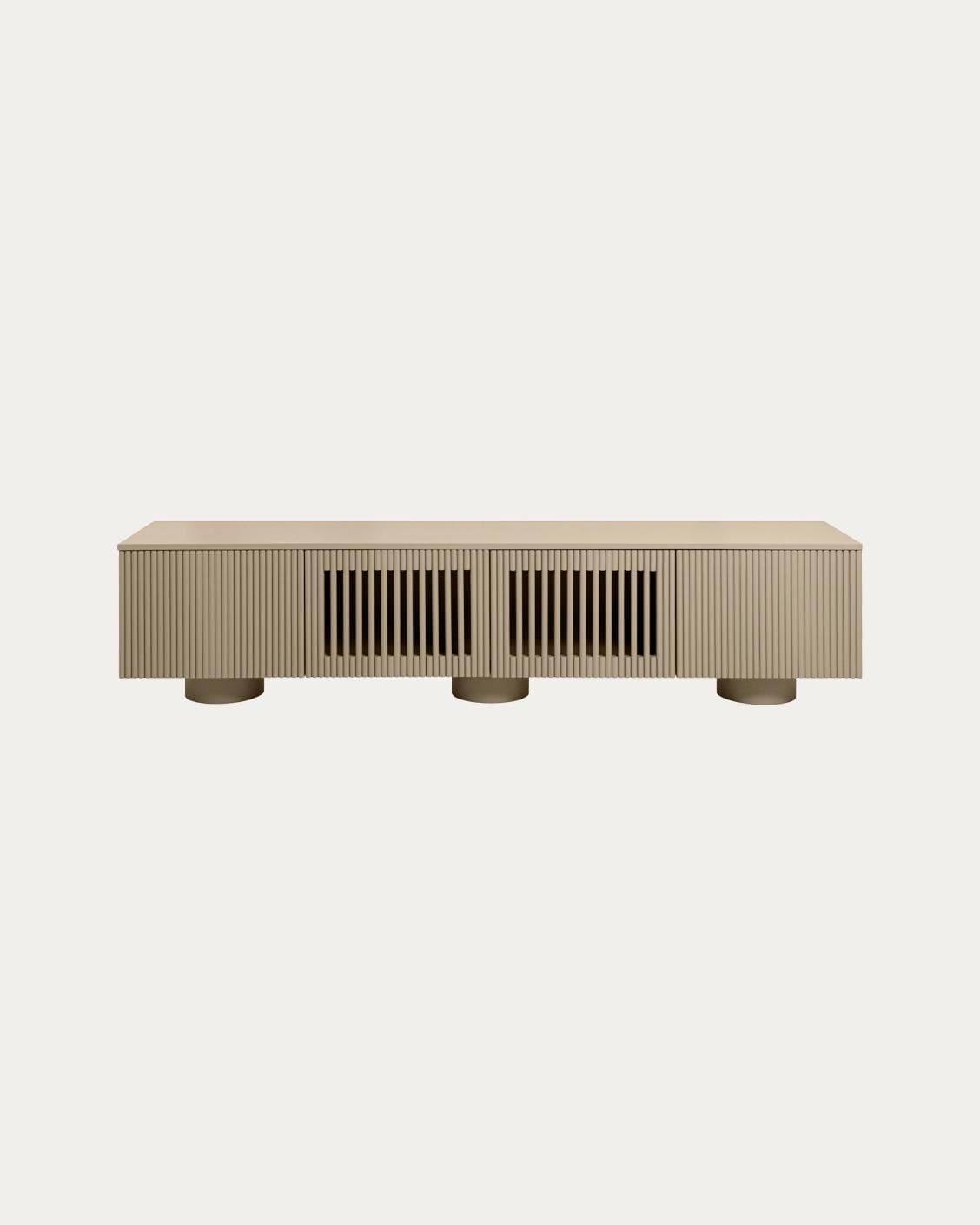 Treviso TV unit in warm clay and taupe, shown in a product front view as image 1