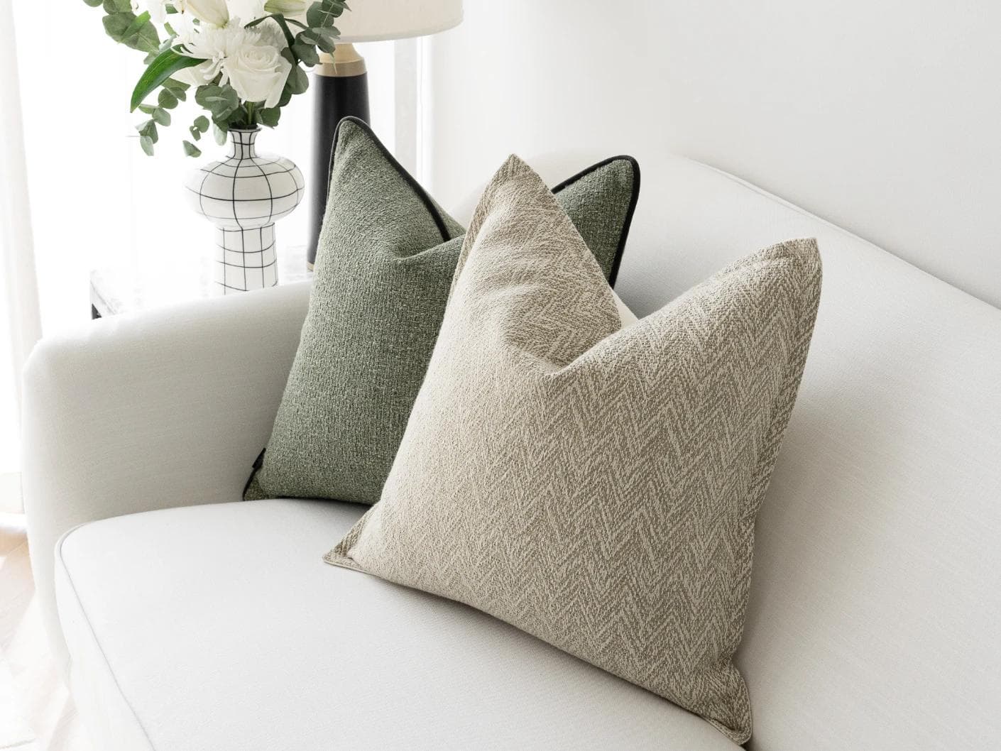 Trish Bundle bundle - indoor in beige and green, shown in a lifestyle right view as image 3