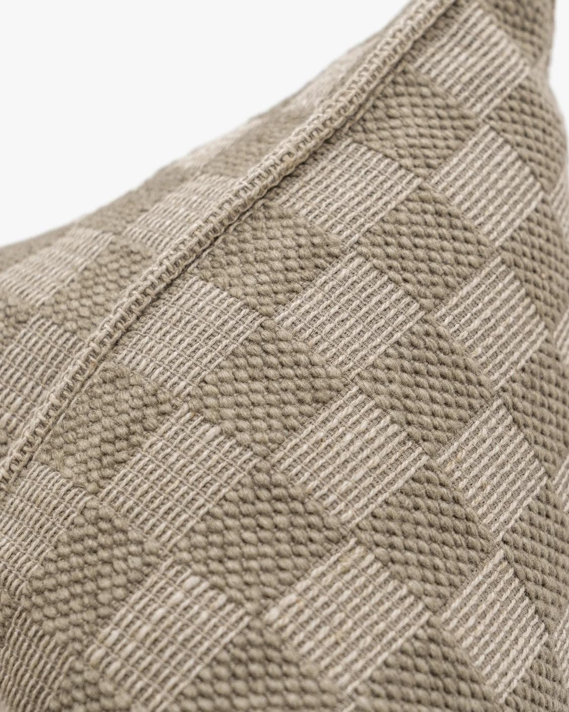 Troi Klimt cushion in taupe and beige, shown in a product close-up as image 7