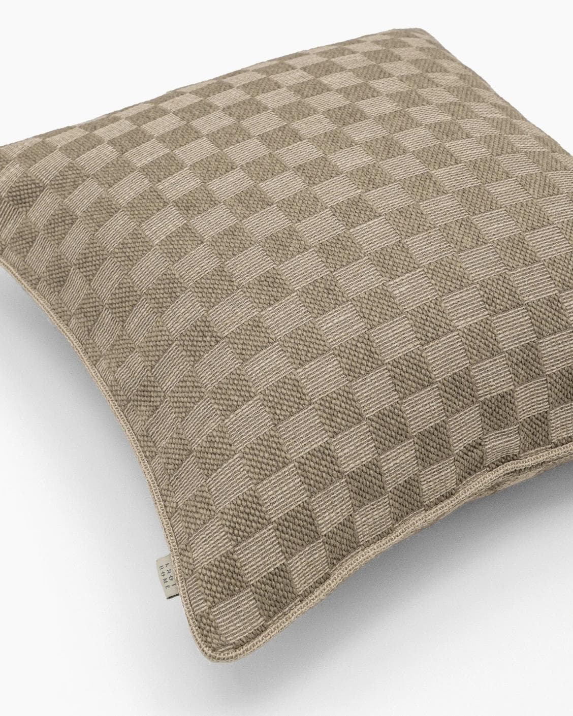 Troi Klimt cushion in taupe and beige, shown in a product top view as image 8