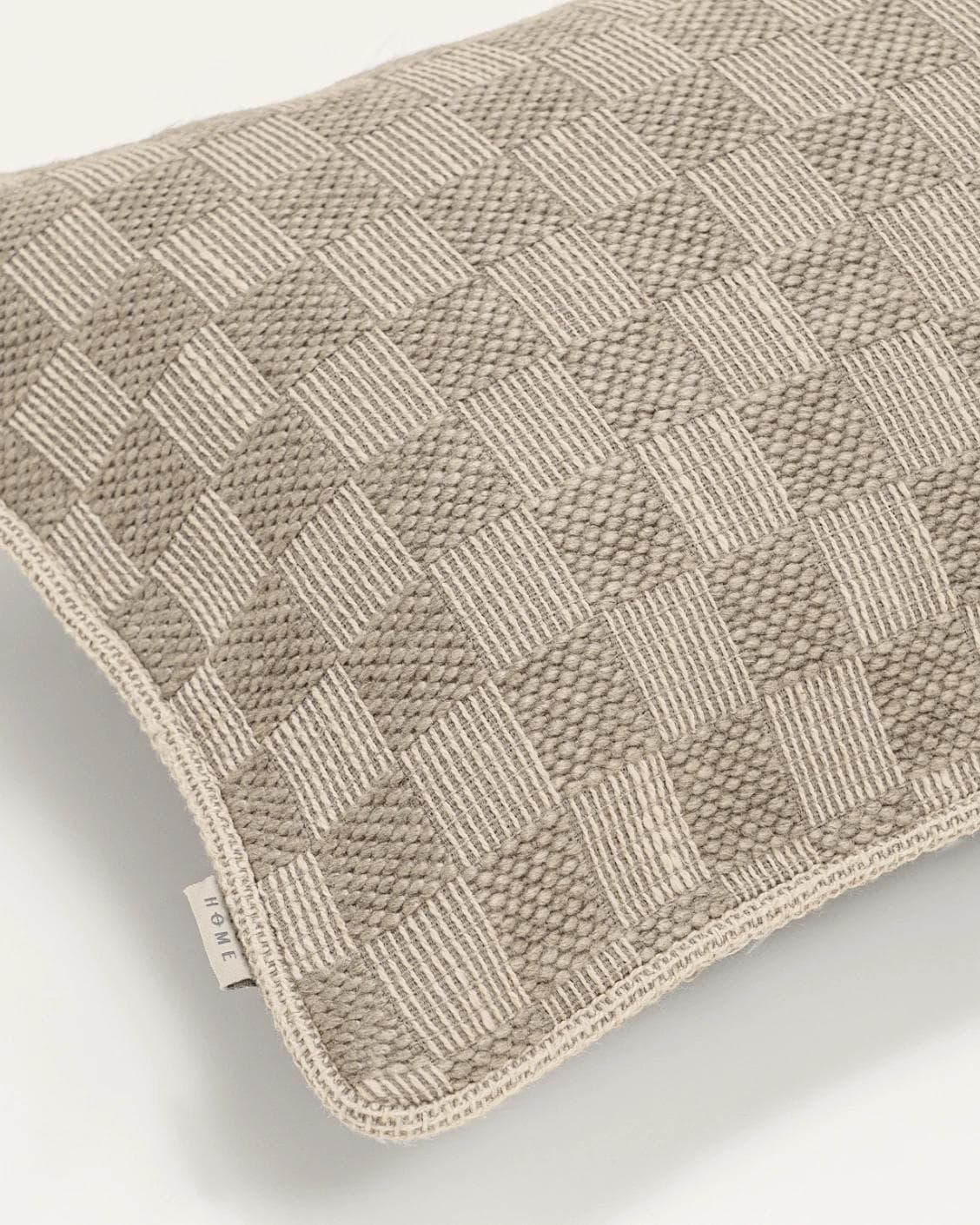 Troi Klimt II cushion in taupe and beige, shown in a product top view as image 9
