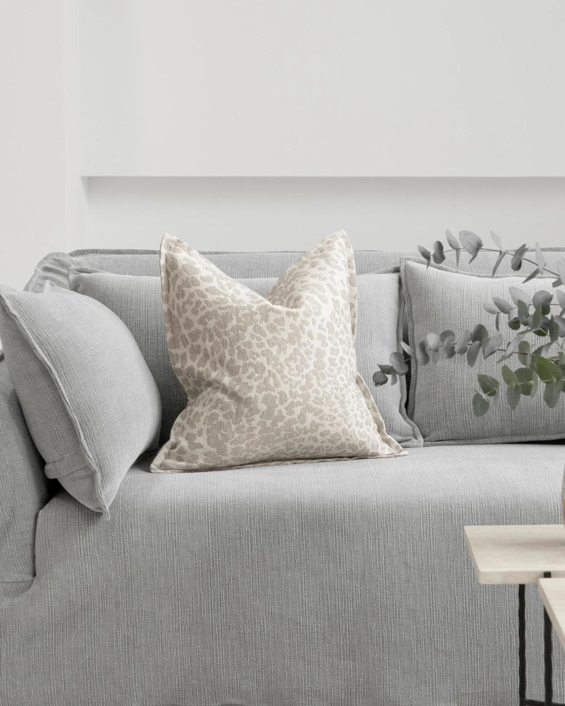 Val Klimt cushion in beige and ivory, shown in a lifestyle front view as image 4