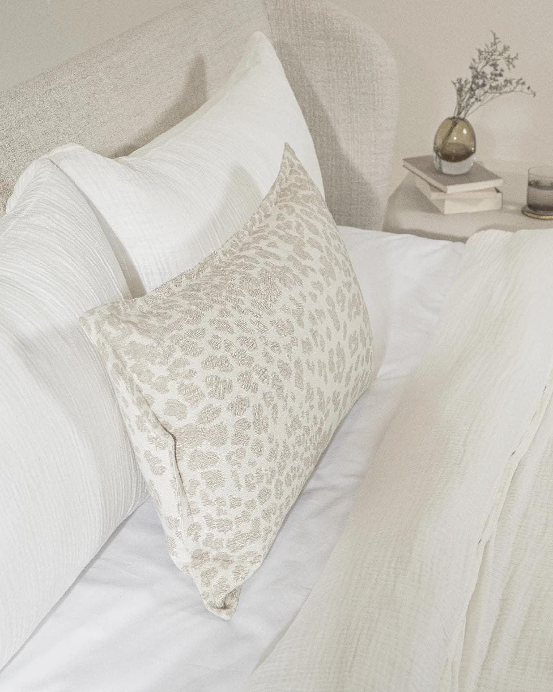 Val Klimt III cushion in beige, shown in a lifestyle left view as image 5