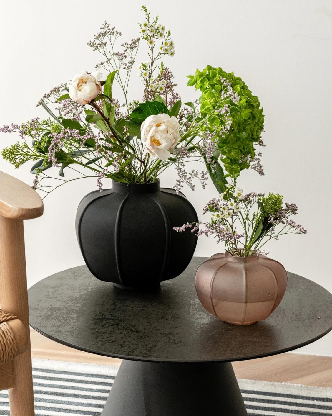 Valeria Storms Bundle vases in black, shown in a lifestyle front view as image 4