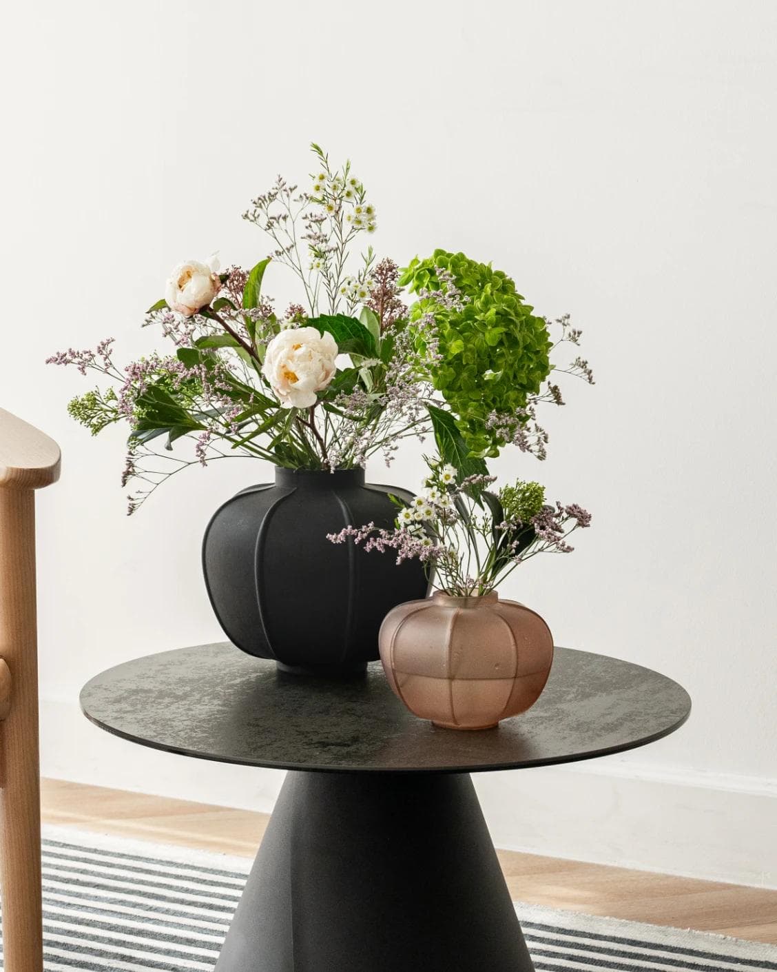Valeria Storms Bundle vases in black, shown in a lifestyle right view as image 2
