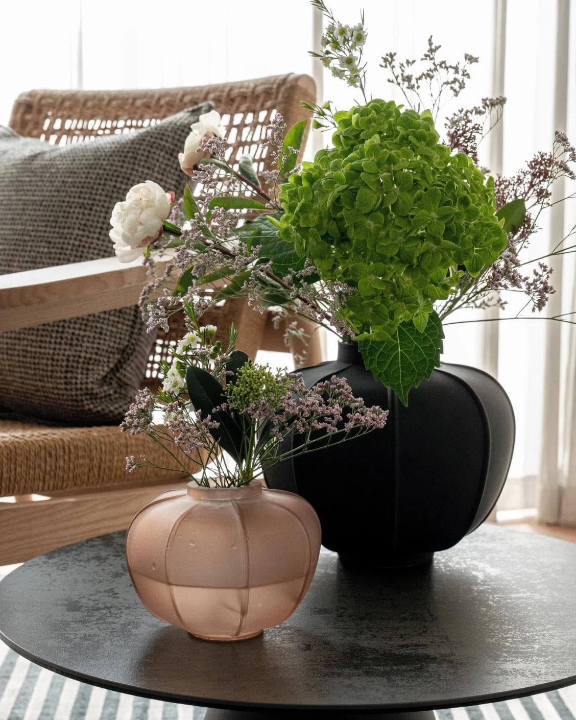 Valeria Storms Bundle vases in black, shown in a lifestyle right view as image 7
