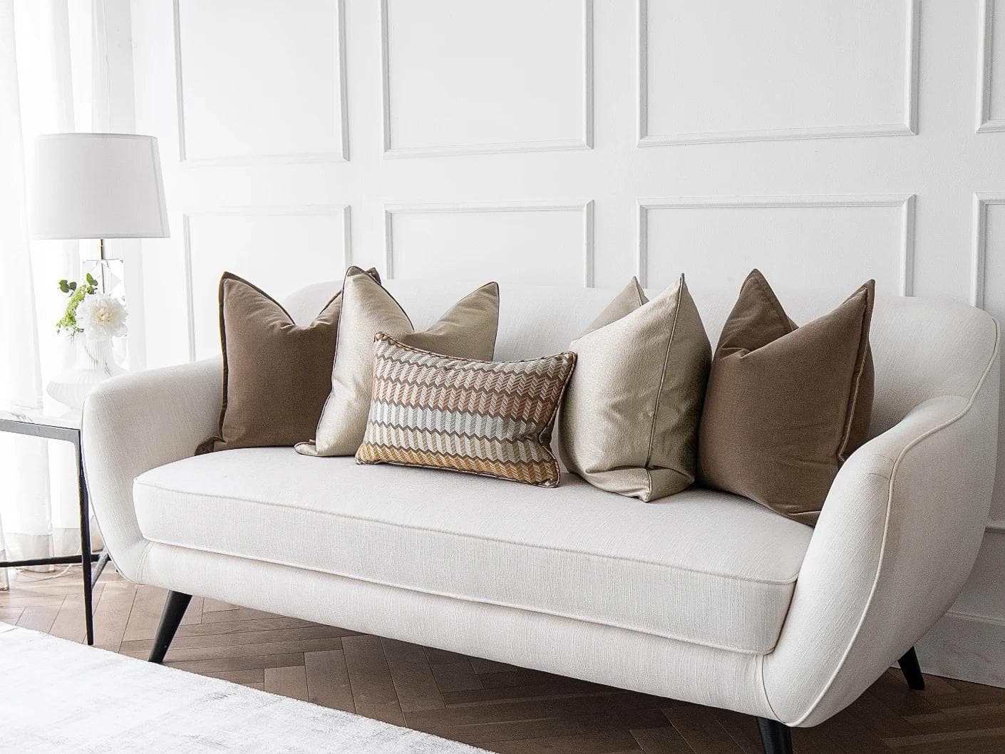 Eliana Bundle cushion in orange, shown in a lifestyle right view as image 2