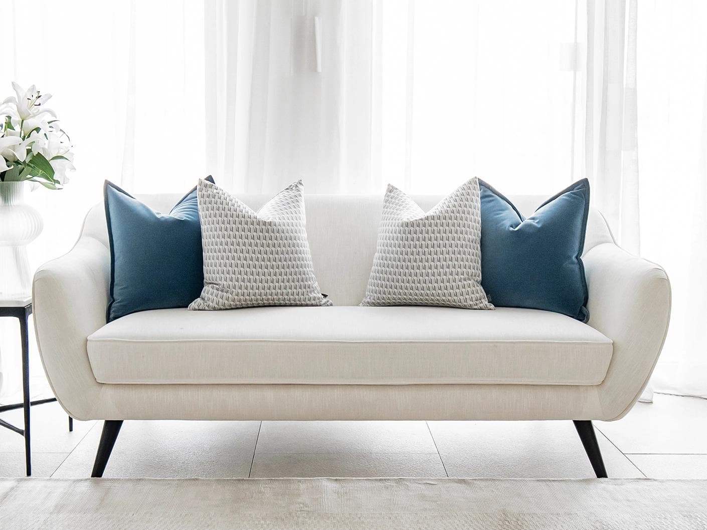 Shirley Bundle bundle - indoor in blue, white and silver, shown in a lifestyle front view as image 1