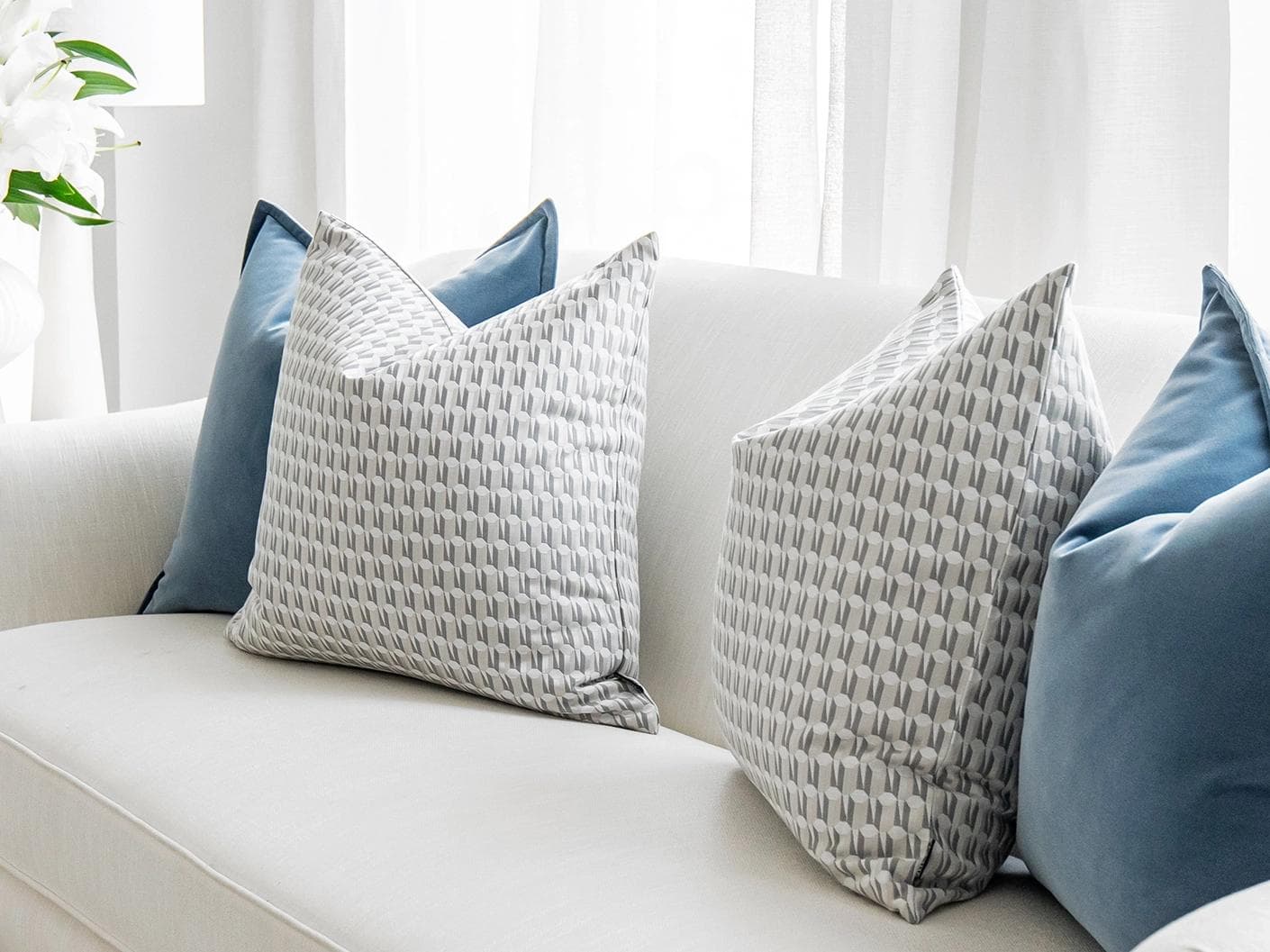 Shirley Bundle bundle - indoor in blue, white and silver, shown in a lifestyle right view as image 3
