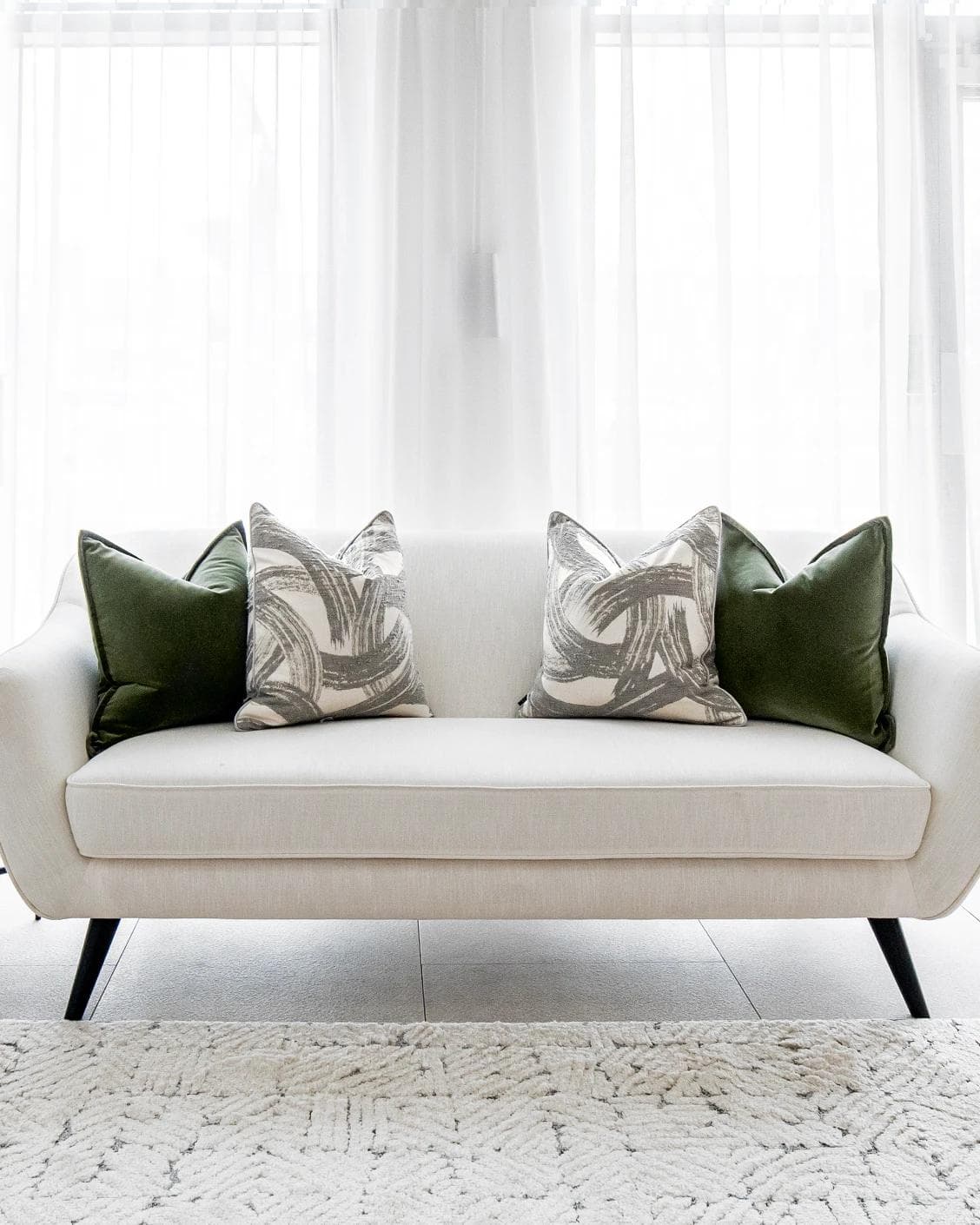 Cattleya Bundle cushion in green, white and grey, shown in a product front view as image 6