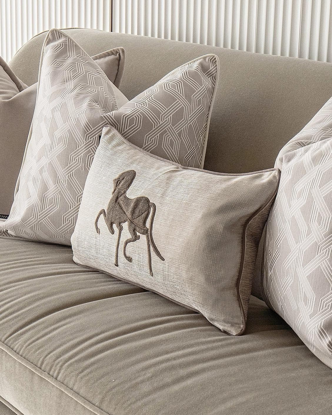 Sherwin Bundle cushion in beige, white and brown, shown in a product right view as image 5