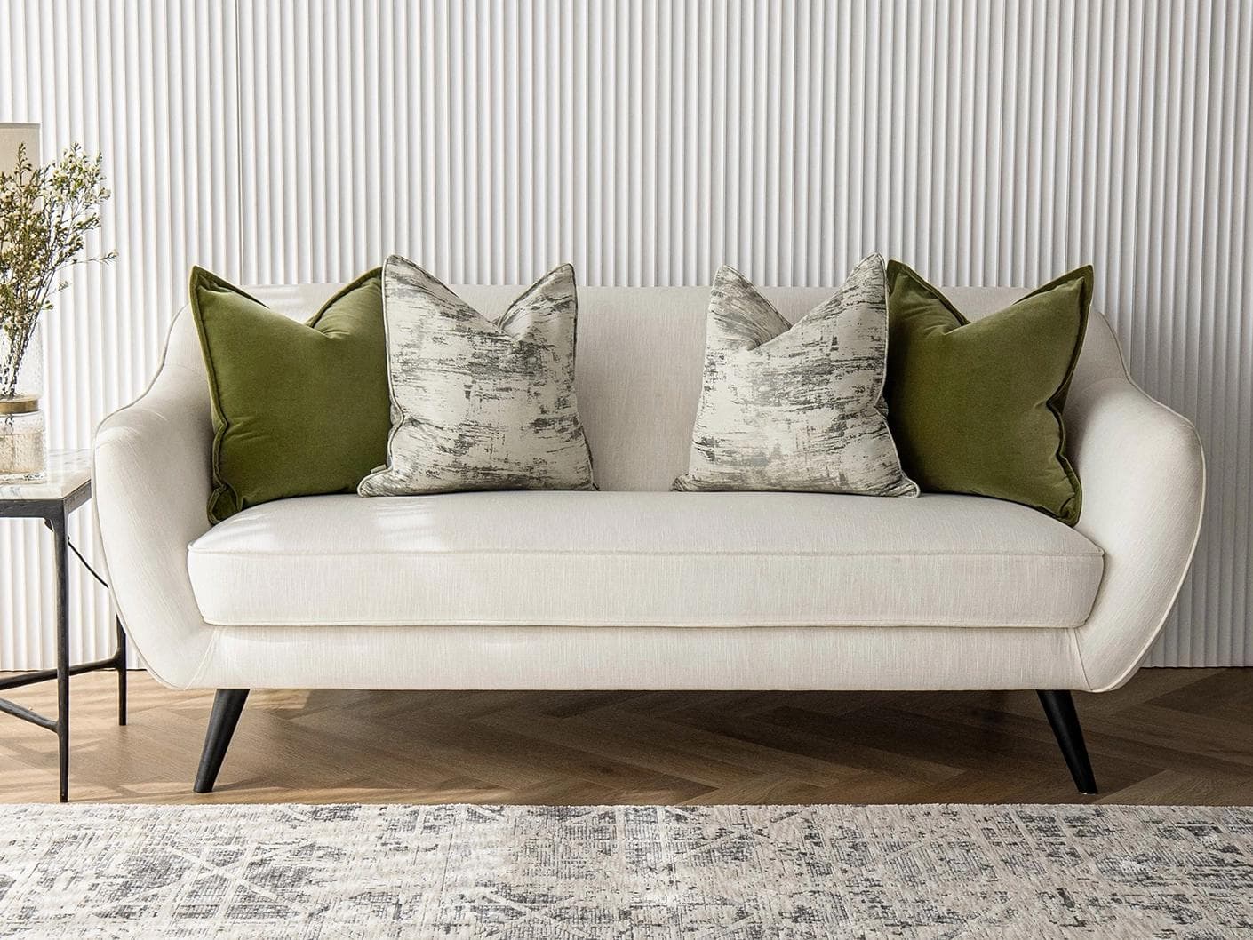 Omarie Bundle bundle - indoor in green, grey and white, shown in a lifestyle front view as image 1