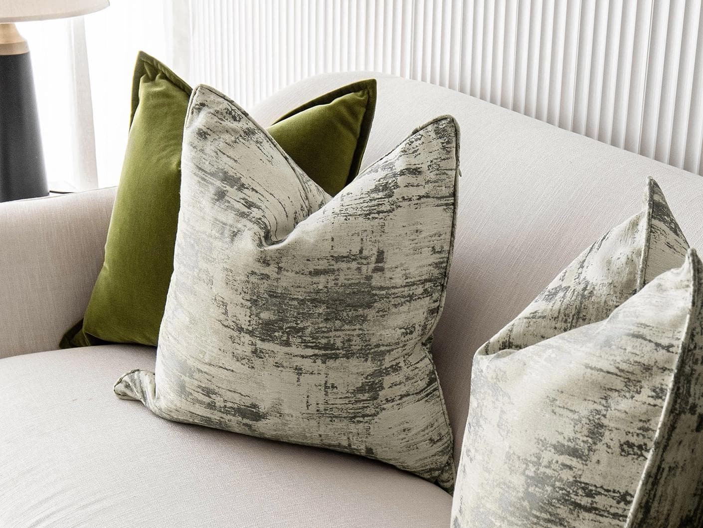 Omarie Bundle bundle - indoor in green, grey and white, shown in a lifestyle right view as image 3