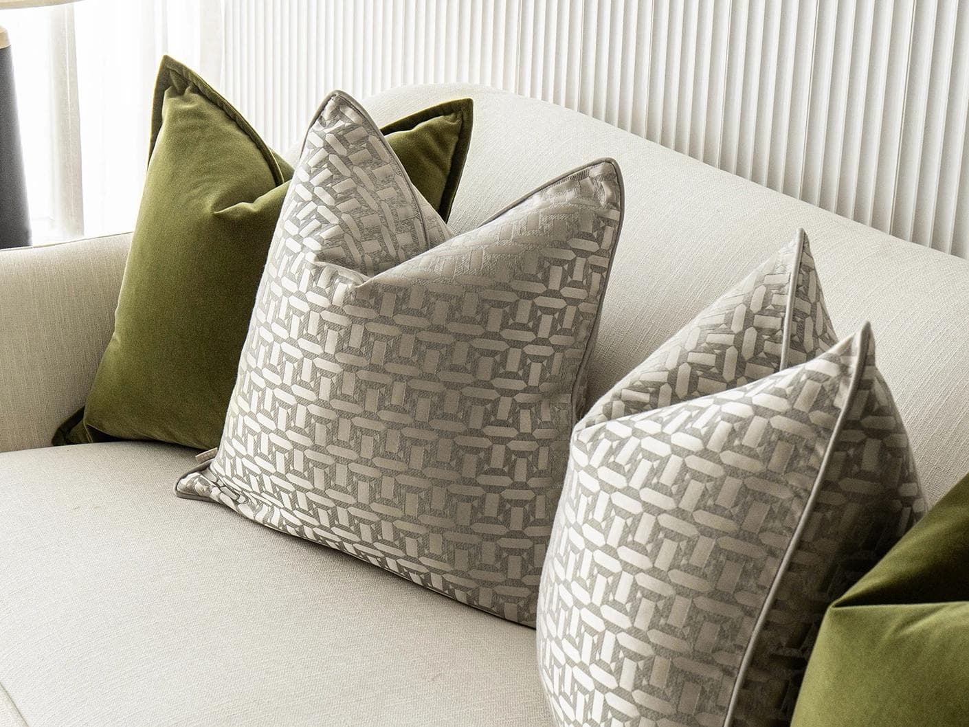 Oriana Bundle bundle - indoor in green, beige and silver, shown in a lifestyle right view as image 3