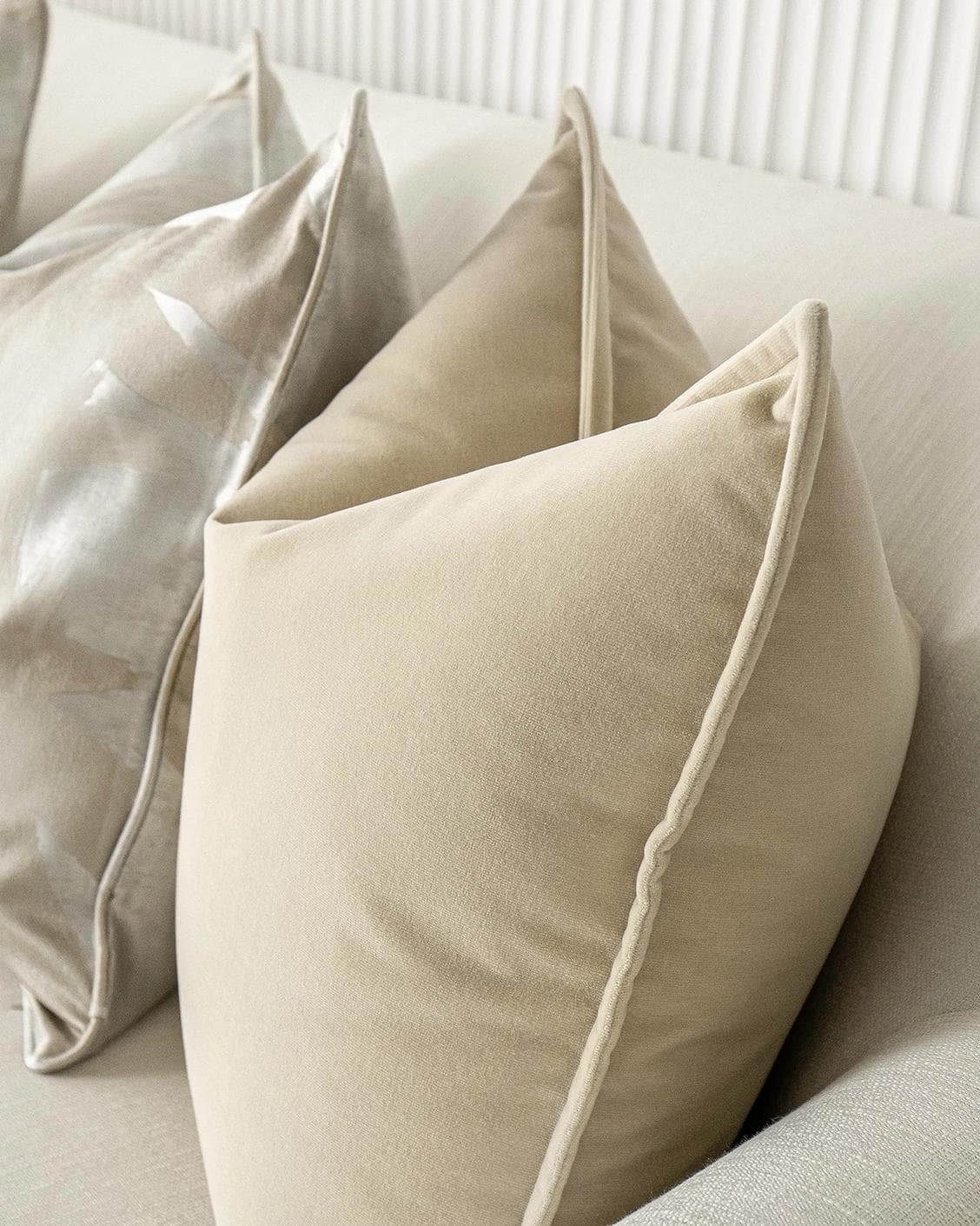 Bethyna Bundle cushion in beige and silver, shown in a product right view as image 7