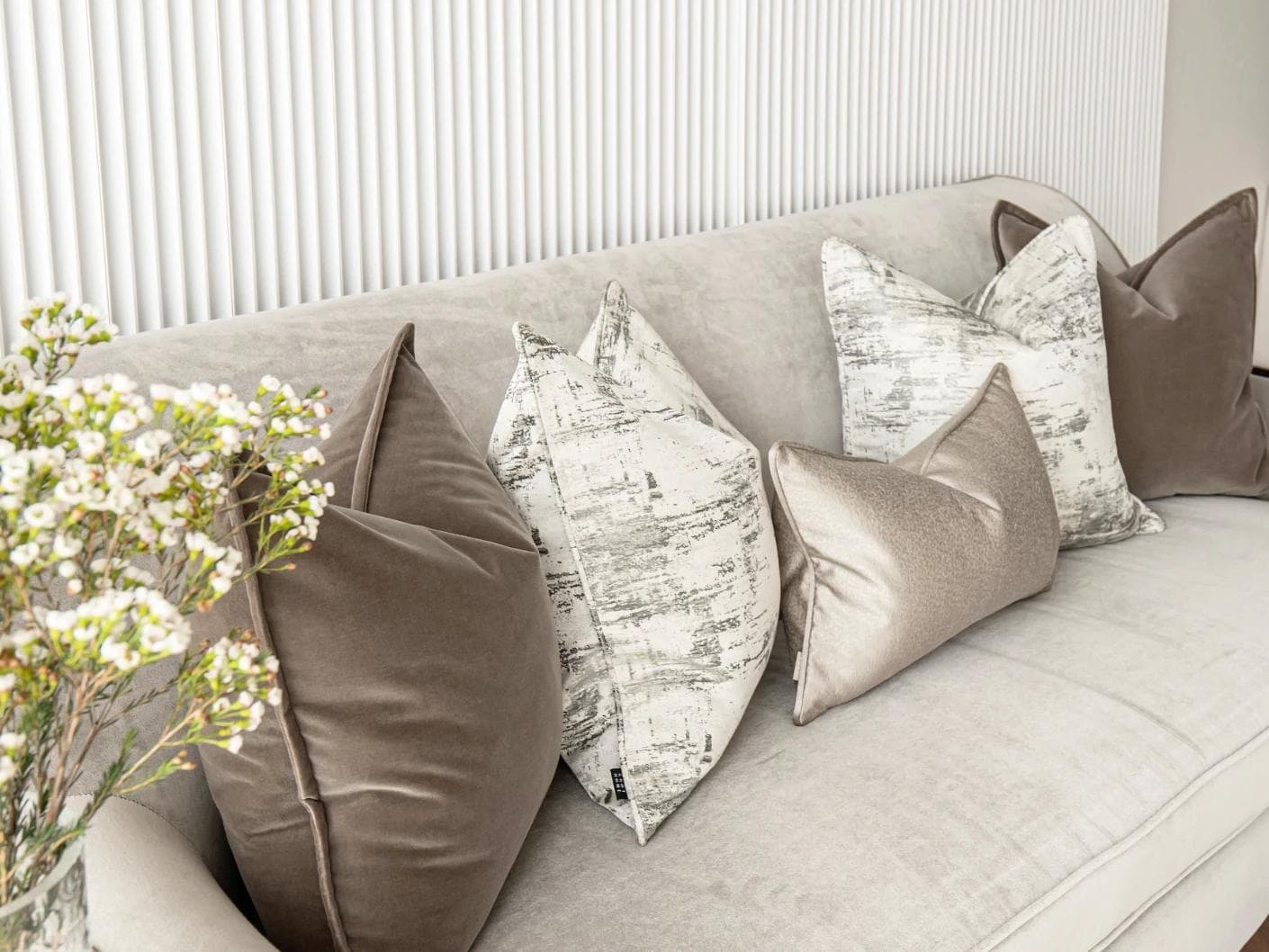 Timmy Bundle bundle - indoor in gold, brown, beige, grey and white, shown in a lifestyle left view as image 3