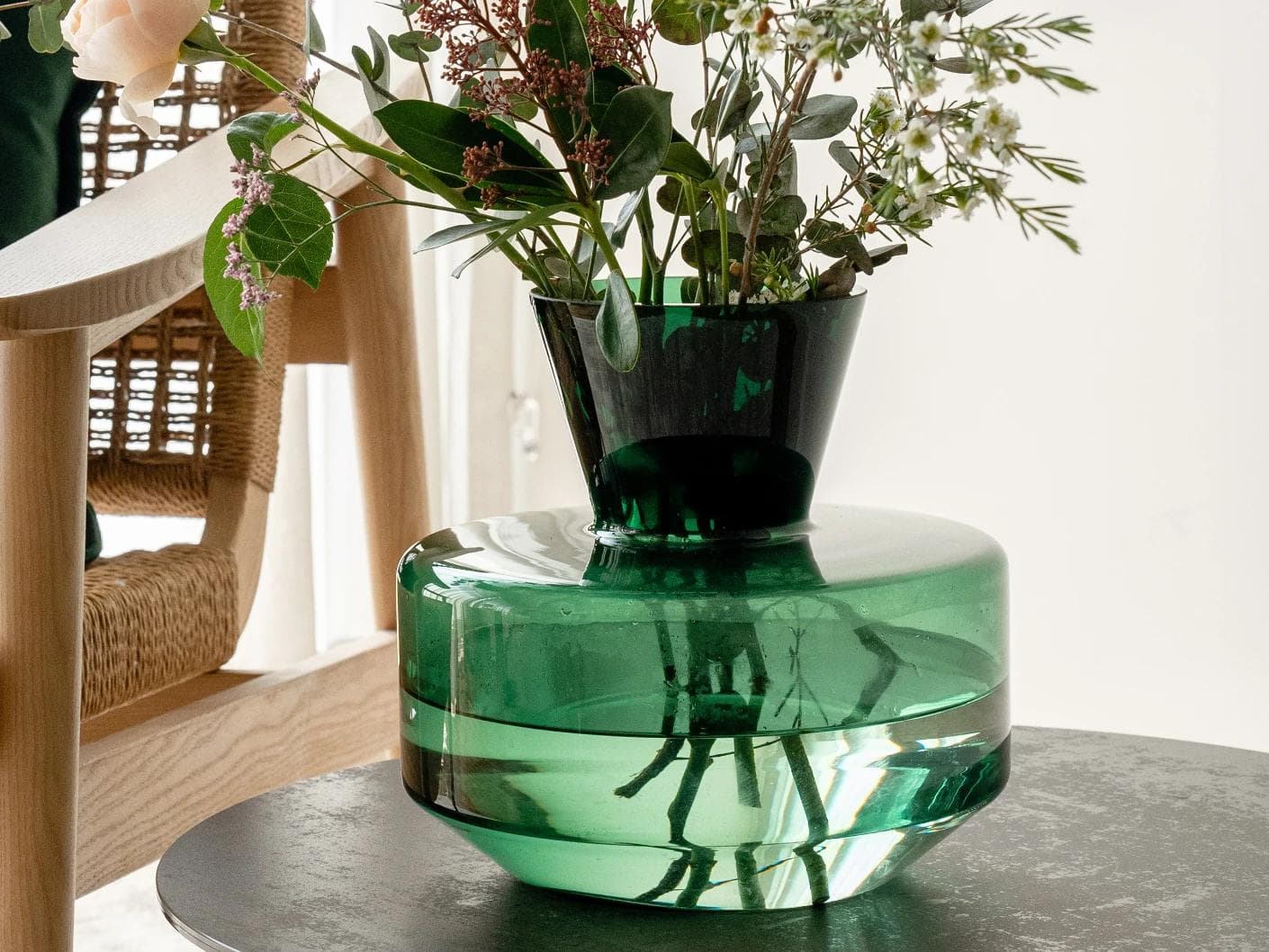 Verdell Storms vases in green, shown in a lifestyle front view as image 3