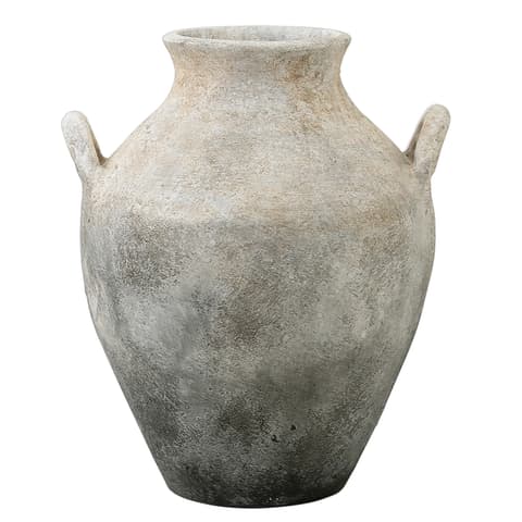 Vess Terra vases in stone and grey, shown in a product front view as image 1