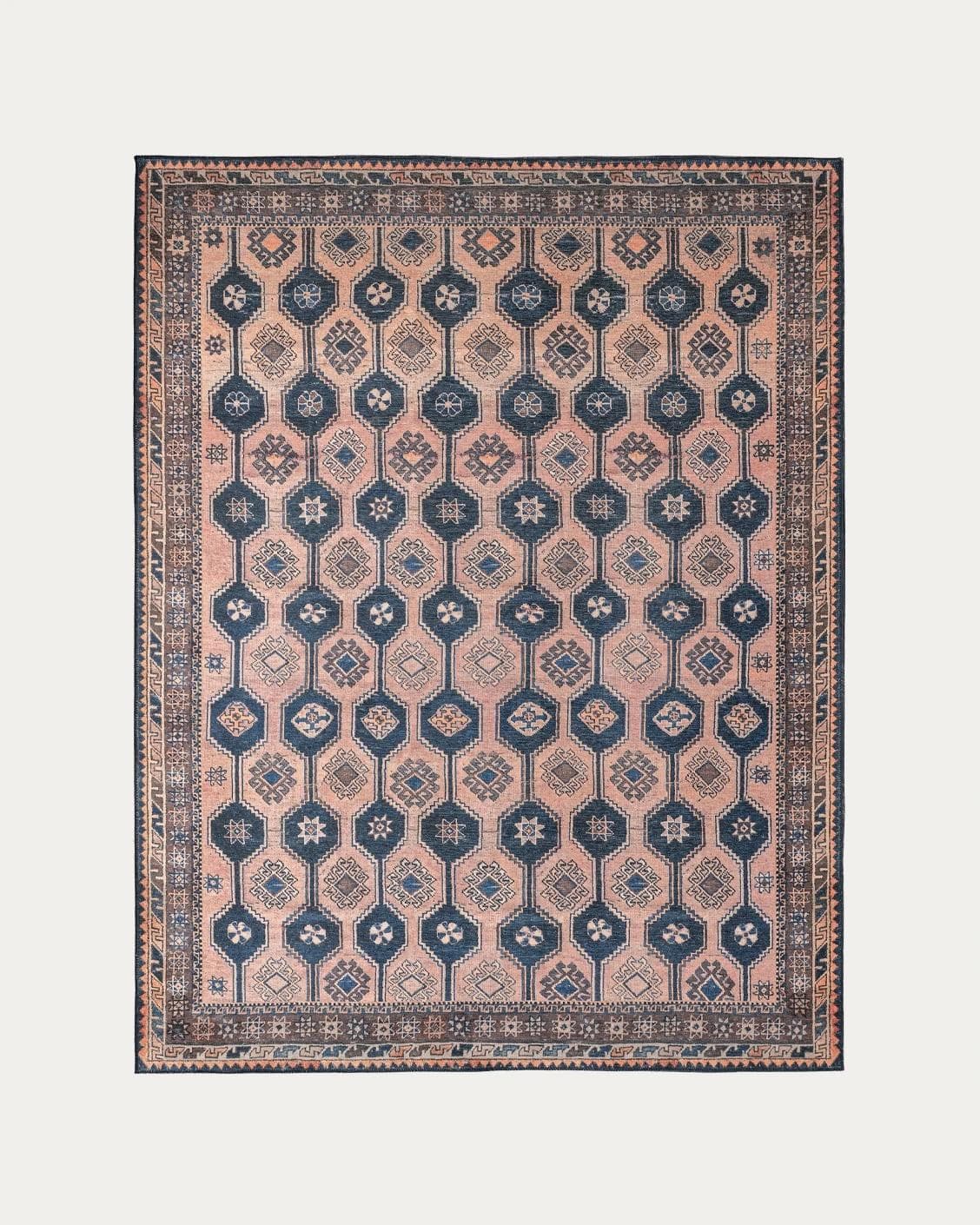 Vincent Blossom carpets in pink, blue and multicolour, shown in a product top view as image 1