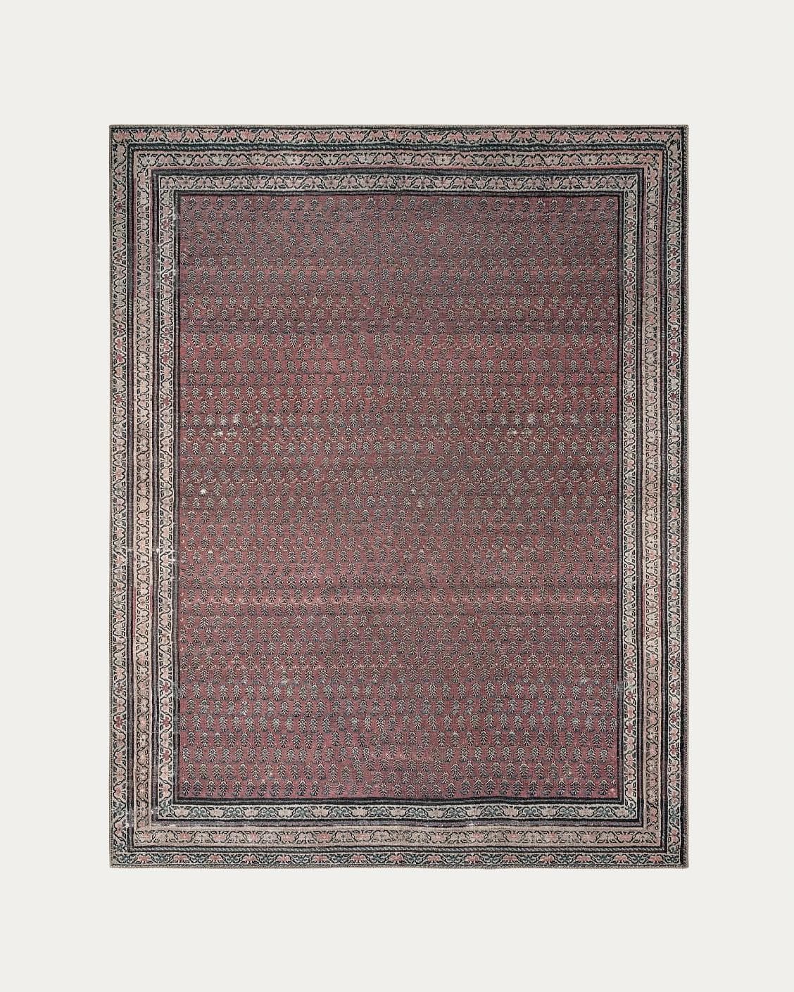Vincent Coral carpets in red and multicolour, shown in a product top view as image 1